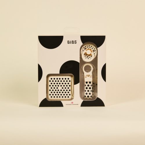 BIBS Studio Polka ajándékcsomag - krémfehér/fekete