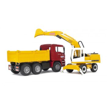 Teherautó - MAN TGA, Liebherr kotrógéppel - Bruder 2751