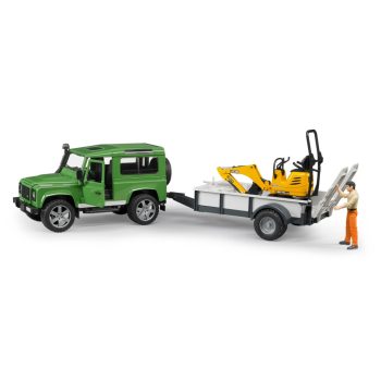   Land Rover Defender - vontatmánnyal, JCB mikro kotrógéppel - Bruder 2593