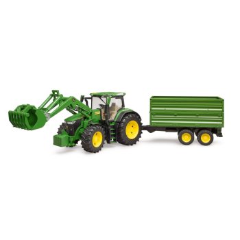   John Deere 7R 350 traktor homlokrakodóval és pótkocsival - Bruder 3155