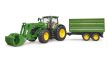 John Deere 7R 350 traktor homlokrakodóval és pótkocsival - Bruder 3155