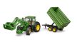 John Deere 7R 350 traktor homlokrakodóval és pótkocsival - Bruder 3155