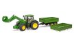 John Deere 7R 350 traktor homlokrakodóval és pótkocsival - Bruder 3155
